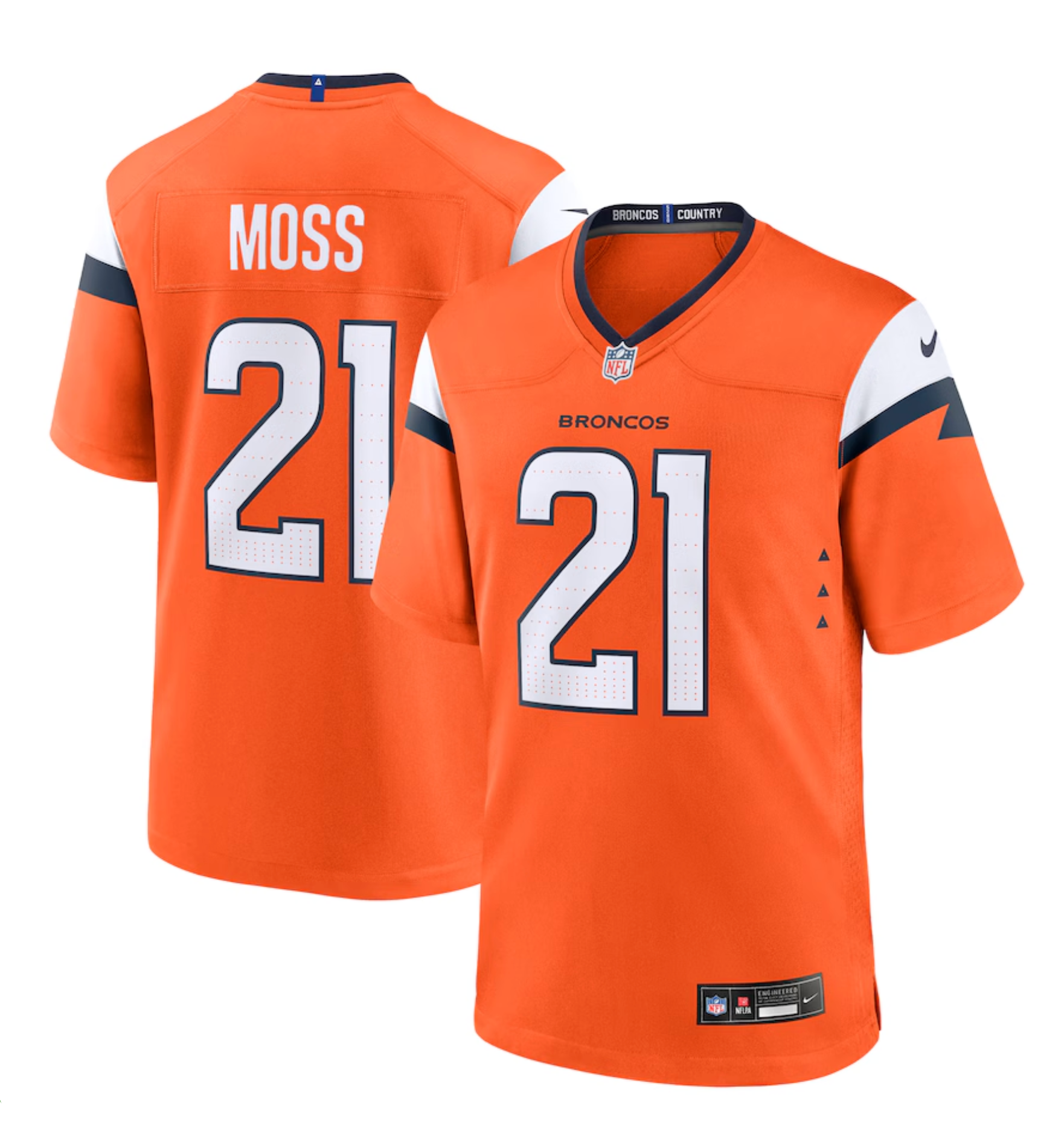 Men's Denver Broncos Riley Moss Nike Orange Team Game Jersey