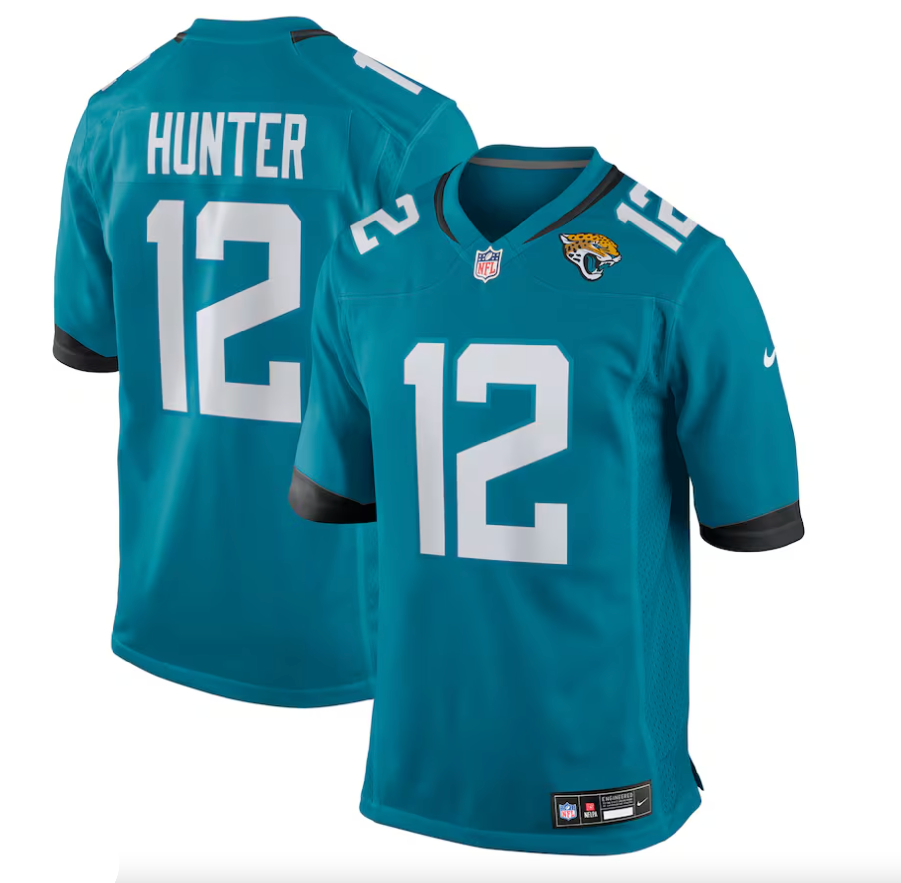WMen's Jacksonville Jaguars Travis Hunter Nike Teal 2025 NFL Draft First Round Pick Game Jersey