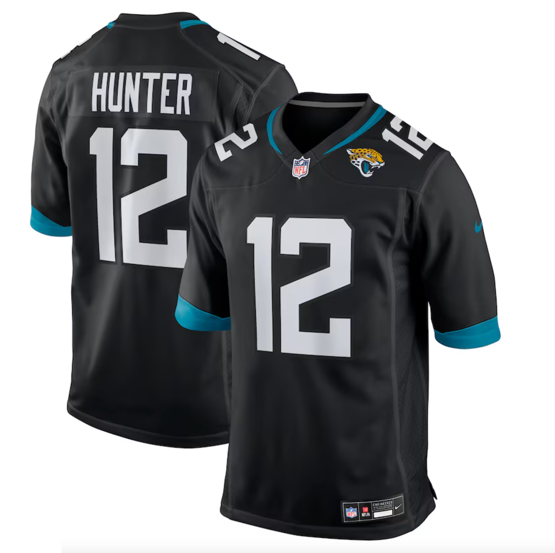 Men's Jacksonville Jaguars Travis Hunter Nike Black 2025 NFL Draft First Round Pick Alternate Game Player Jersey
