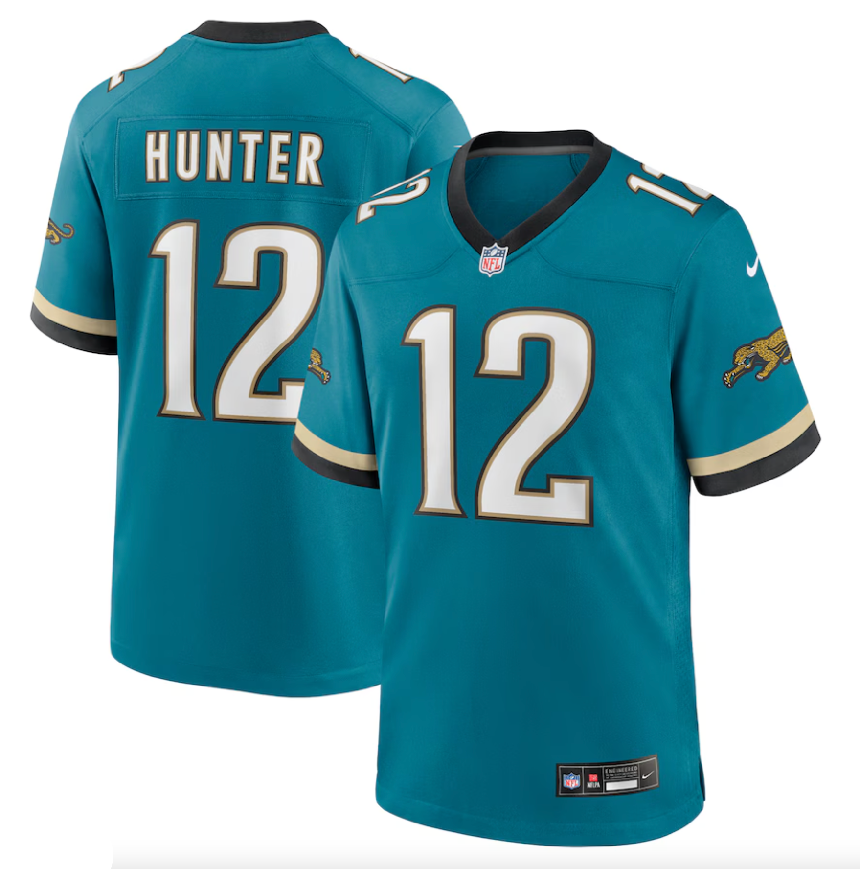 Men's Jacksonville Jaguars Travis Hunter Nike Teal 2025 NFL Draft First Round Pick 2nd Alternate Game Jersey