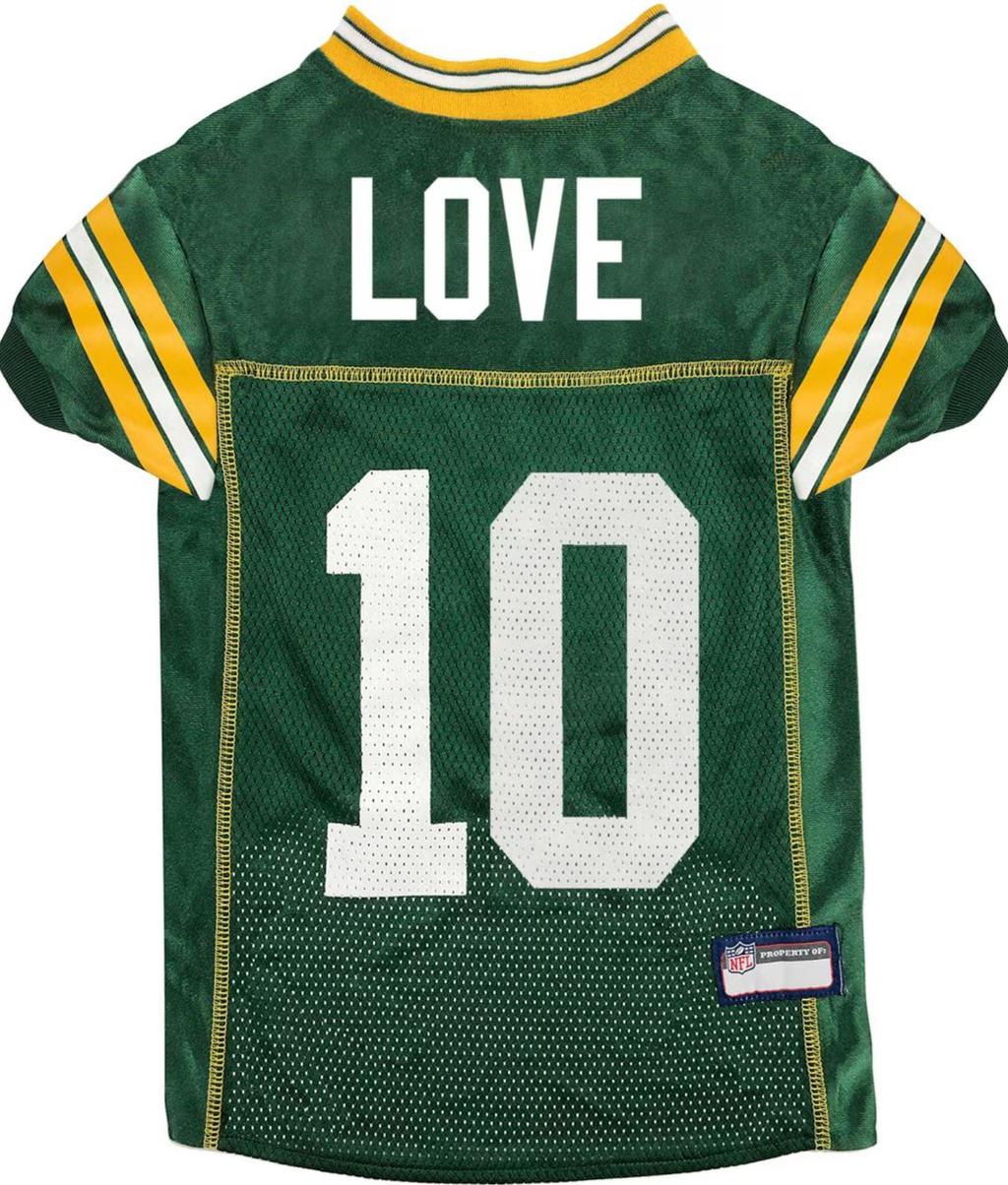Pets First NFLPA Jordan Love Dog & Cat Jersey, Green Bay Packers